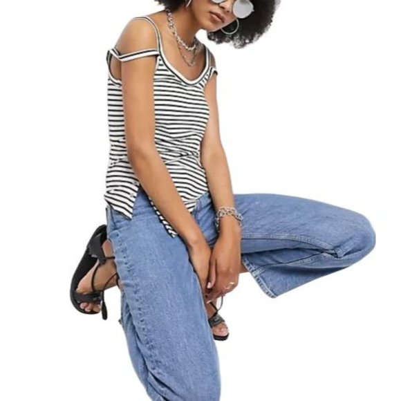 AllSaints Hatti Striped Cami Ruched Black White Stripe US 0 $44 NWOT Boho - Picture 4 of 14